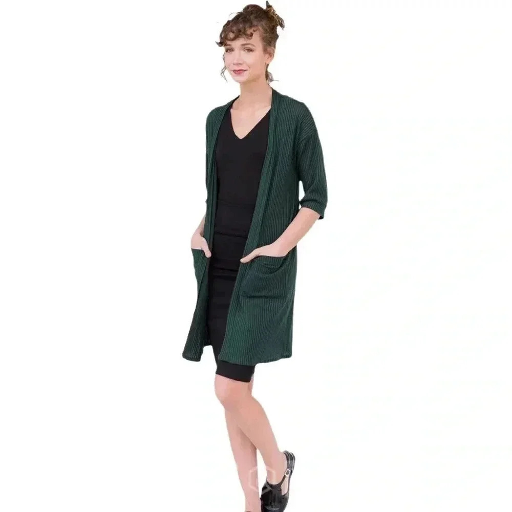 Agnes & Dora Open Front Cardigan, Hunter Green Color Super Soft XL